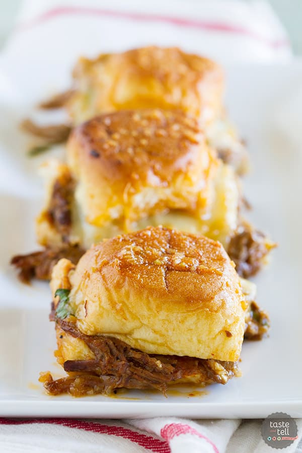 Leftover shredded beef? Turn it into these Enchilada Beef Sliders. Savory, a little bit sweet and a little bit spicy, they are sure to be a crowd pleaser!