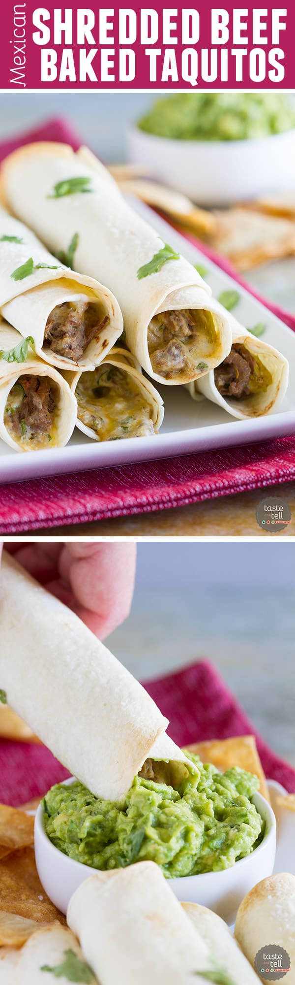 Forget the frying - these Mexican Shredded Beef Baked Taquitos are crisp and flavorful without the added calories. They freeze well, too!