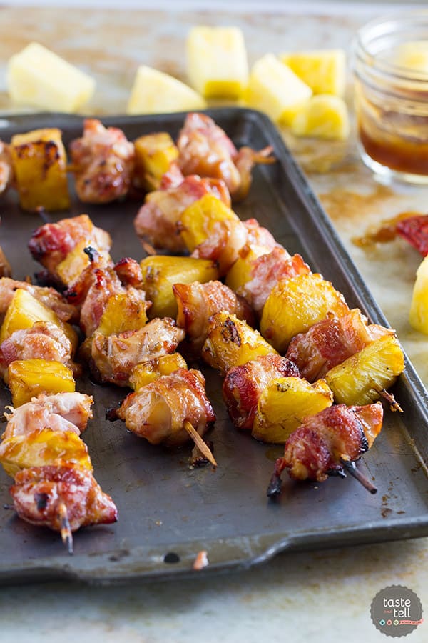 Bacon Wrapped Teriyaki Chicken Skewers - Taste and Tell