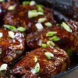 Looking for a skillet chicken recipe with crispy skin and tons of flavor? These Cast Iron Teriyaki Chicken Thighs are just that!