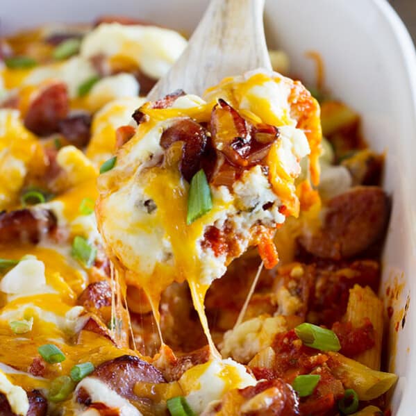 Cheesy Kielbasa Pasta Casserole (Freezer Friendly!) Taste and Tell