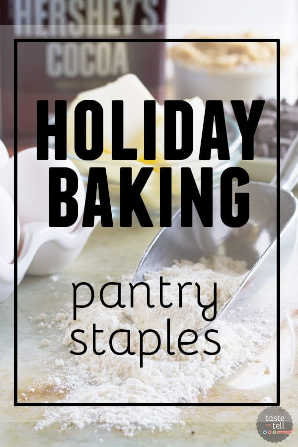 Make sure you keep your pantry stocked up for all of your holiday baking! Includes a printable list of supplies to stock up on before the holiday rush hits.