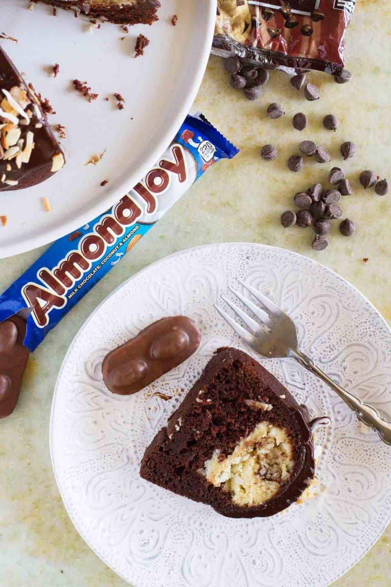 Almond Joy Candy Bar Filled Chocolate Bundt Cake Taste and Tell