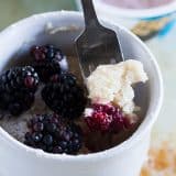 Craving something sweet but don’t want to make a whole cake? This Blackberry Yogurt Mug Cake is your 7 minute answer to dessert!