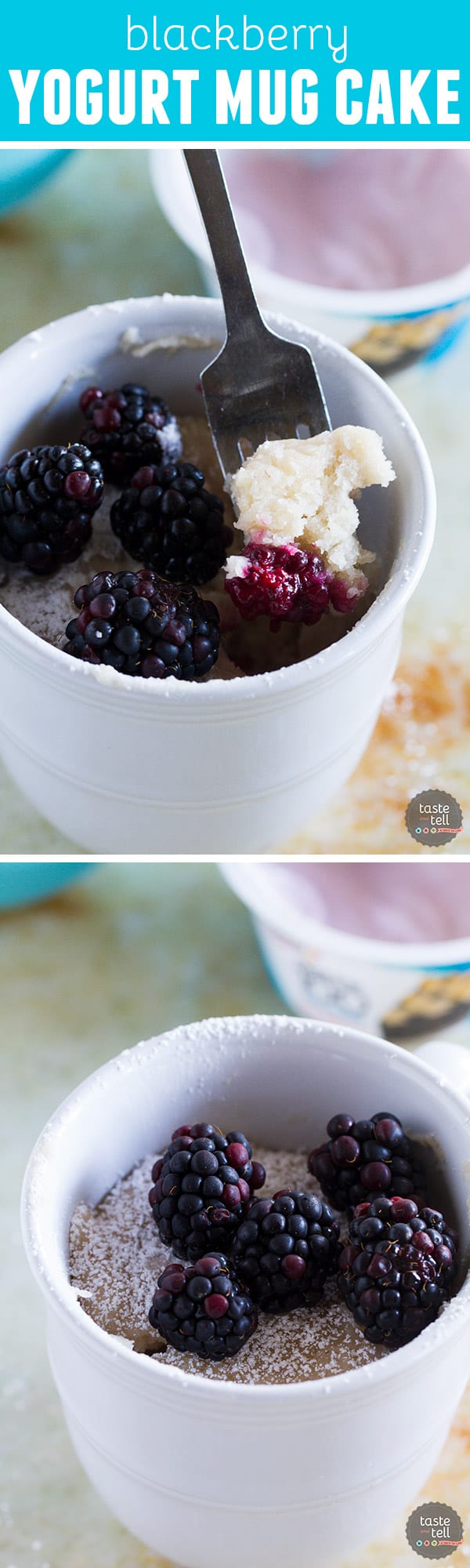 Craving something sweet but don’t want to make a whole cake? This Blackberry Yogurt Mug Cake is your 7 minute answer to dessert!