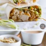 A salad in a tortilla! These Honey-Sesame Chicken Salad Wraps are a great idea for an easy weeknight dinner, and are a great way to get the kids to eat their salad!