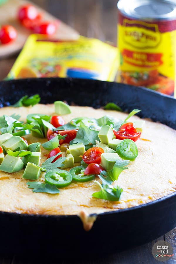 This easy, one skillet Weeknight Tamale Pie Recipe is warm and comforting and super easy. And it’s a bonus that it’s all made in one skillet!