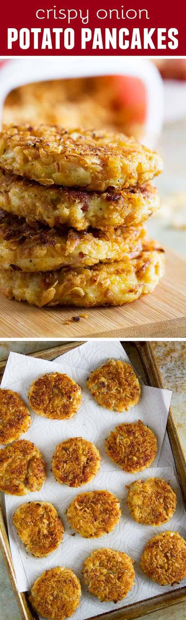 Perfect for a special holiday breakfast, these Crispy Onion Potato Pancakes are crispy on the outside with soft and creamy centers.