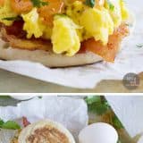 Bacon and Eggs Benedict Sandwich with Chipotle Hollandaise collage