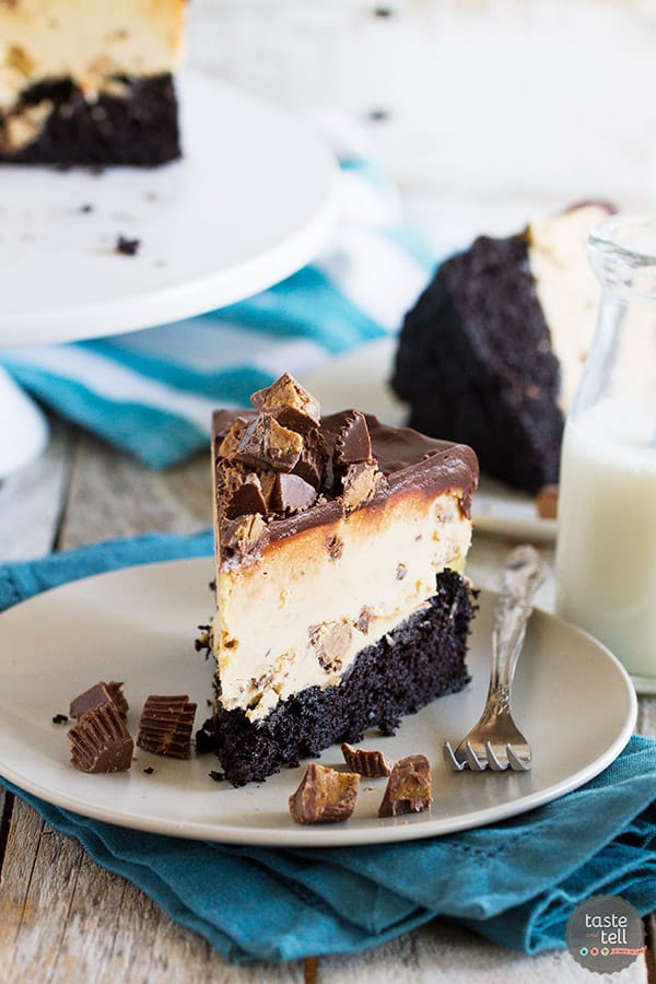 Peanut butter cup lovers - this one’s for you! This Peanut Butter Cup Ice Cream Cake is a dark chocolate cake that is topped with a no-churn peanut butter ice cream layer and finished off with chocolate ganache.