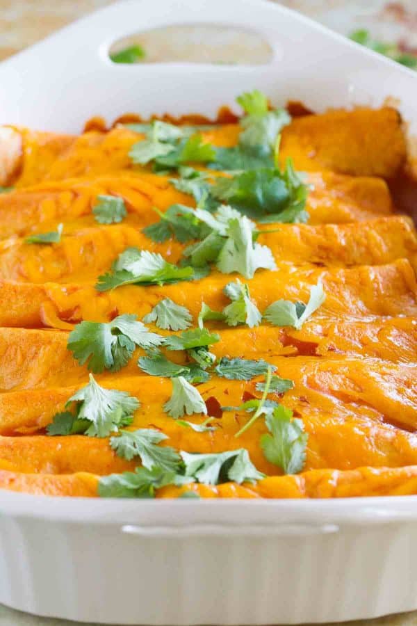 There is more to Thanksgiving leftovers than turkey sandwiches! These Thanksgiving Leftover Enchiladas are a great way to turn those leftovers into something different and delicious.