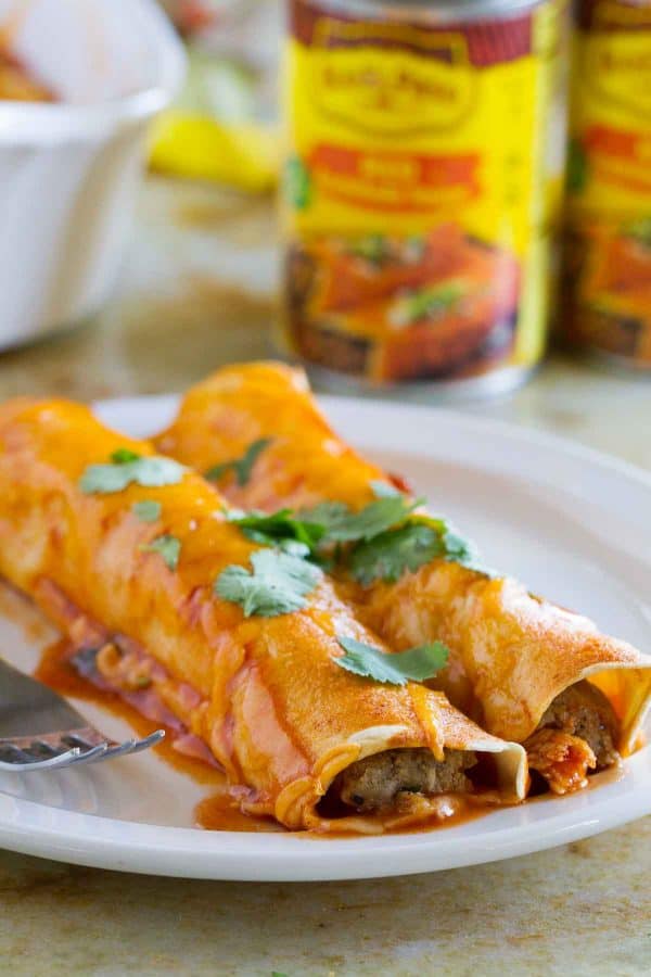 There is more to Thanksgiving leftovers than turkey sandwiches! These Thanksgiving Leftover Enchiladas are a great way to turn those leftovers into something different and delicious.