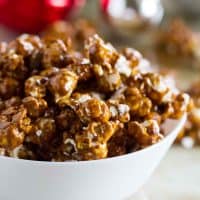 bowl of Caramel Gingerbread Popcorn