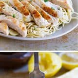 Lemon Chicken Pasta collage with text bar