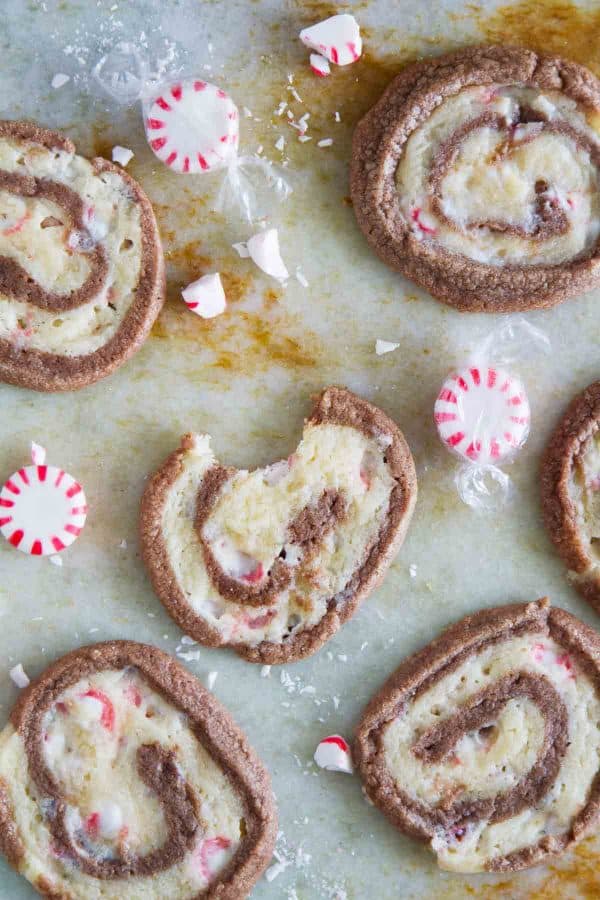 With spirals of chocolate and peppermint dough, these “Kiss Me” Chocolate Peppermint Pinwheel Cookies are fun and minty and the perfect ending to a date night at home.