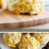 Garlic and Cheddar Sour Cream Biscuits collage with text bar