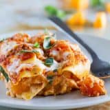 slice of skillet butternut squash lasagna