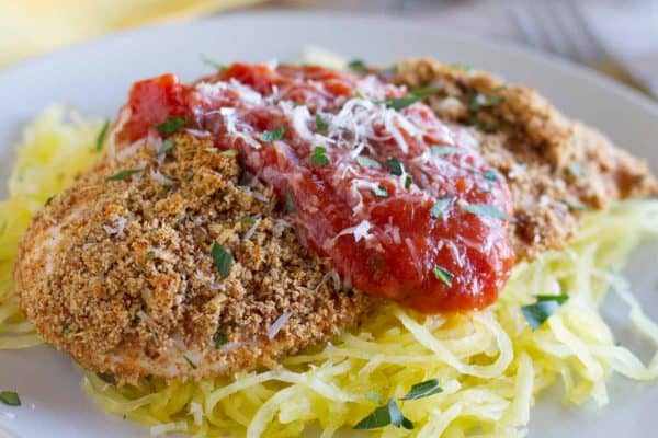 A healthier alternative to the well known fried Chicken Parmesan, this Baked Chicken Parmesan is crispy and juicy and will leave you just as satisfied!