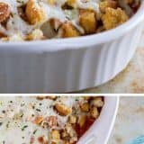 Forget the time and effort of breading and frying chicken - this Cheater Chicken Parmesan Bake gives you the same flavors and crispy texture from chicken parmesan with half the effort!