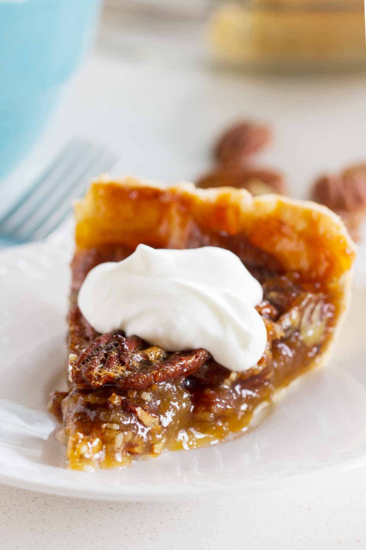 Classic Pecan Pie topped with Whipped Cream