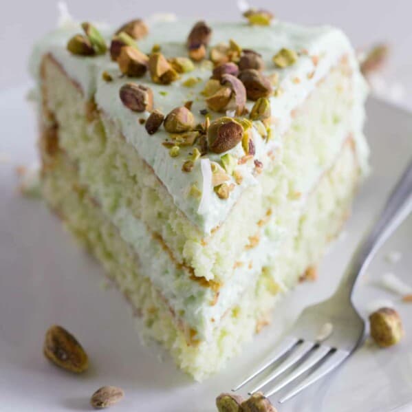 Layered Coconut and Pistachio Pudding Cake
