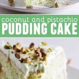 Coconut and Pistachio Pudding Cake Recipe