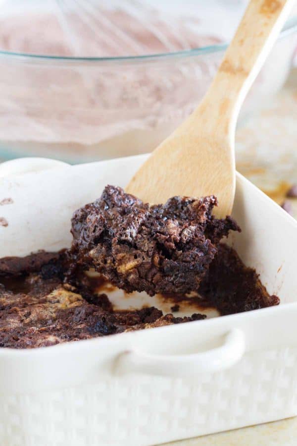 Anyone can make this ridiculously easy Gooey Caramel Chocolate Dump Cake. No box mixes, only a short amount of time to throw it together, and this humble cake can be satisfying any chocolate craving.