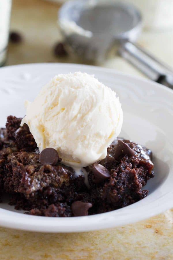 Anyone can make this ridiculously easy Gooey Caramel Chocolate Dump Cake. No box mixes, only a short amount of time to throw it together, and this humble cake can be satisfying any chocolate craving.