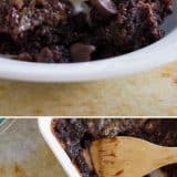 Anyone can make this ridiculously easy Gooey Caramel Chocolate Dump Cake. No box mixes, only a short amount of time to throw it together, and this humble cake can be satisfying any chocolate craving.