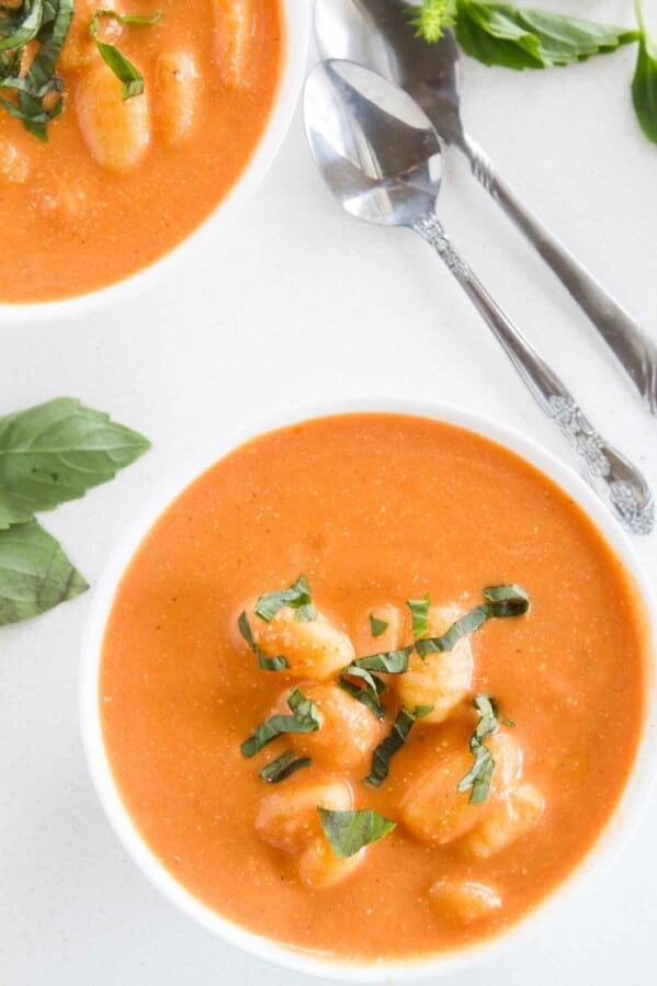 Creamy Slow Cooker Tomato Soup with Gnocchi Taste and Tell