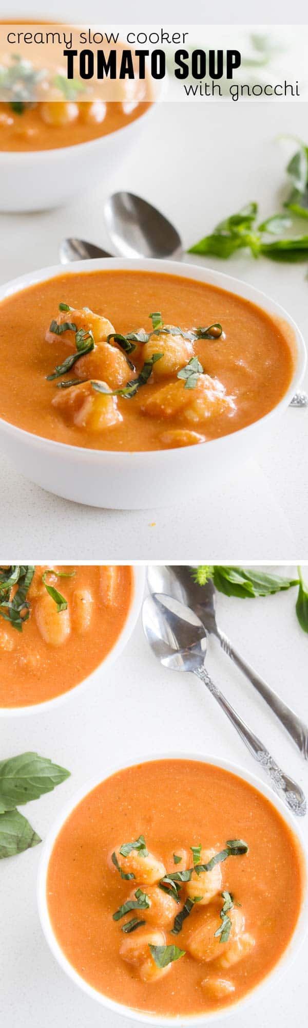 Creamy Slow Cooker Tomato Soup with Gnocchi Taste and Tell