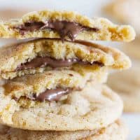 Peanut butter cookies get an upgrade with a chocolate center and a cinnamon sugar coating in these Peanut Butter Cinnamon Meltaway Cookies.