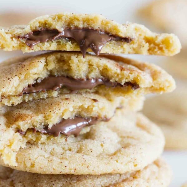 Peanut Butter Cinnamon Beltway Cookies stacked on top of each other.