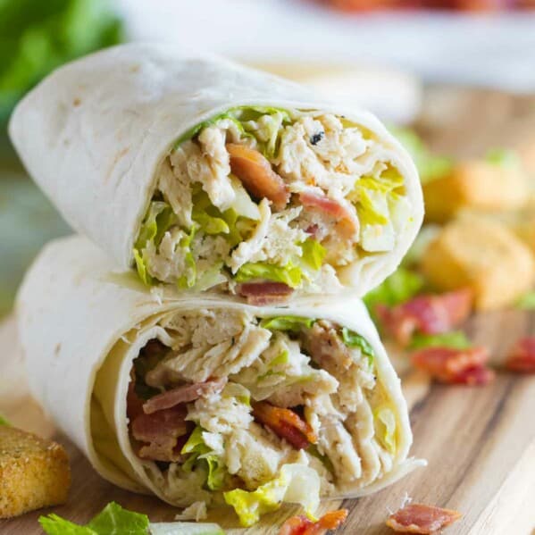 Lunch doesn’t get much easier than this Chicken Caesar Wrap. Full of flavor, this wrap comes together easily with pre-cooked shredded chicken.