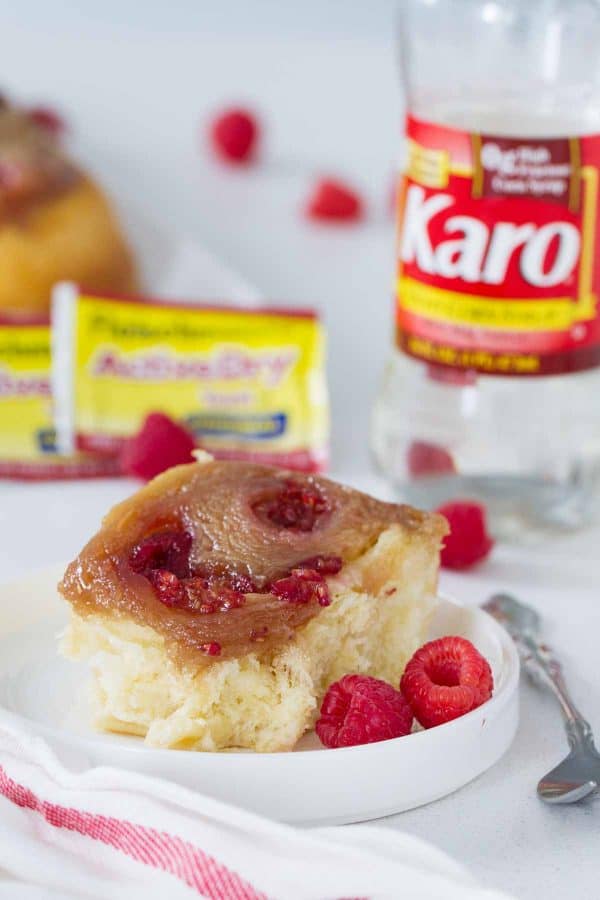 Filled with sweet raspberries and topped with gooey caramel, these Raspberry Caramel Sticky Buns are soft, sweet, sticky and delicious.