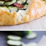 Zucchini Tart with Ricotta and Bacon collage with text overlay