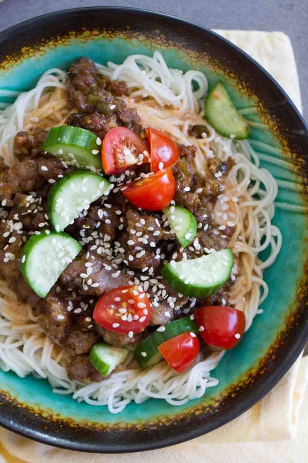 Spicy Pork Noodle Bowl - easy, flavorful dinner with some spice!