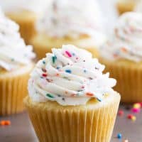 Cupcakes topped with Funfetti Frosting