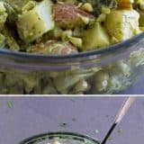 Potato Salad Recipe with Corn and Poblanos collage with text overlay