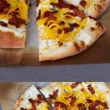 Celebrate fall with this Bacon and Spiralized Butternut Squash Pizza - creamy ricotta cheese is topped with spiralized butternut squash and crispy bacon for a pizza packed with fall flavors.