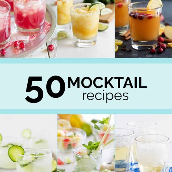 collage of mocktails with text in the center