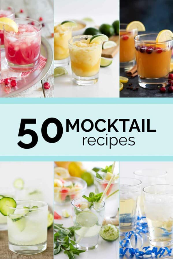 collage of mocktails with text in the center