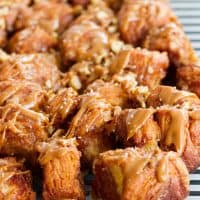 slow cooker monkey bread topped with salted caramel
