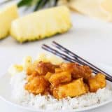 pineapple chicken on a plate