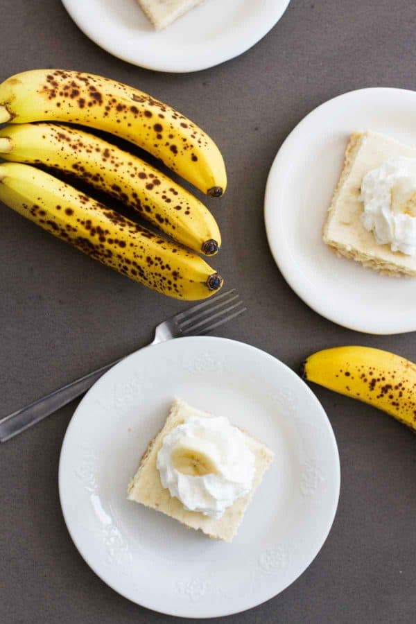 Those leftover bananas are begging to be turned into these Banana Cheesecake Cookie Bars! Super easy and super delicious, these bars will curb that cheesecake craving.