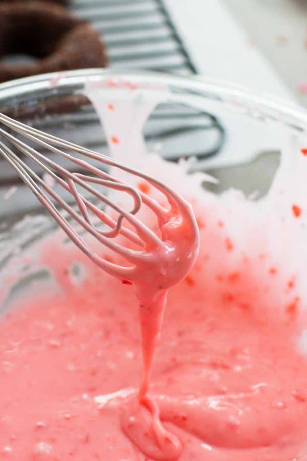 Cherry glaze for Baked Chocolate Donuts