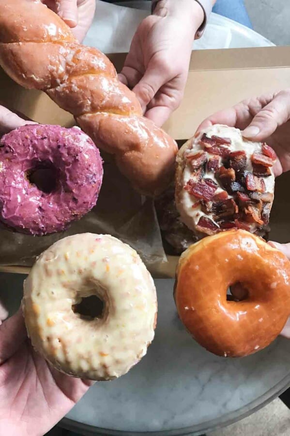 a variety of doughnuts from Sidecar Doughnuts