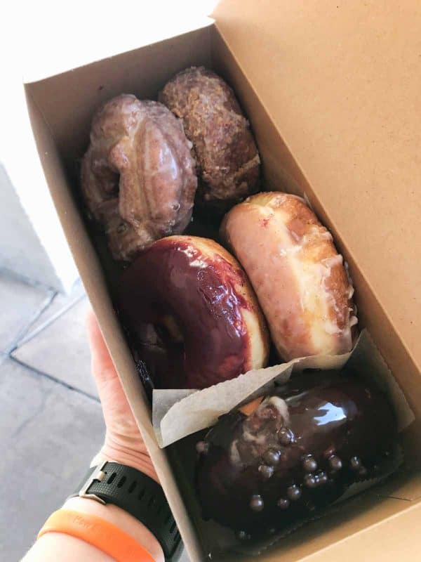 Box of doughnuts from Sidecar Doughnuts