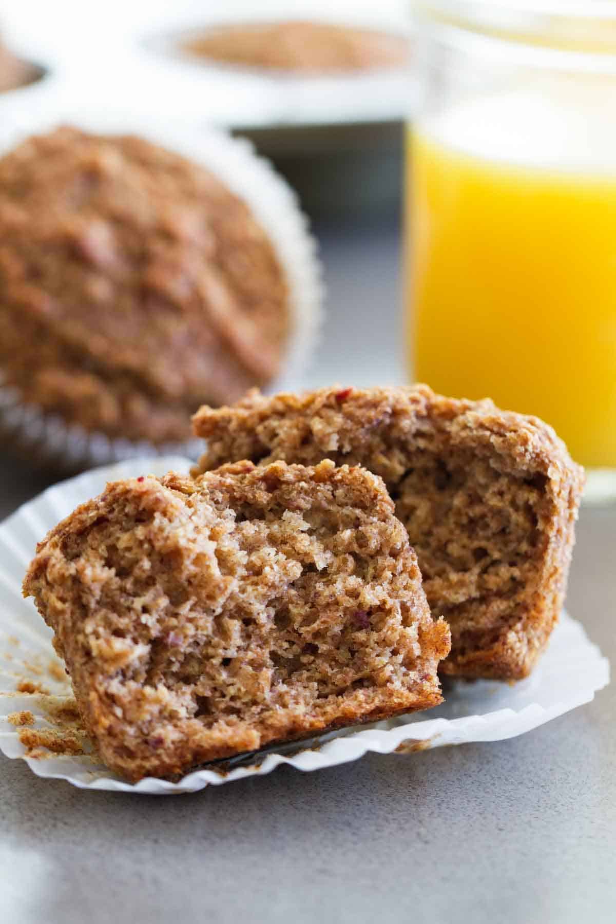 Inside of Whole Wheat Bran Muffins