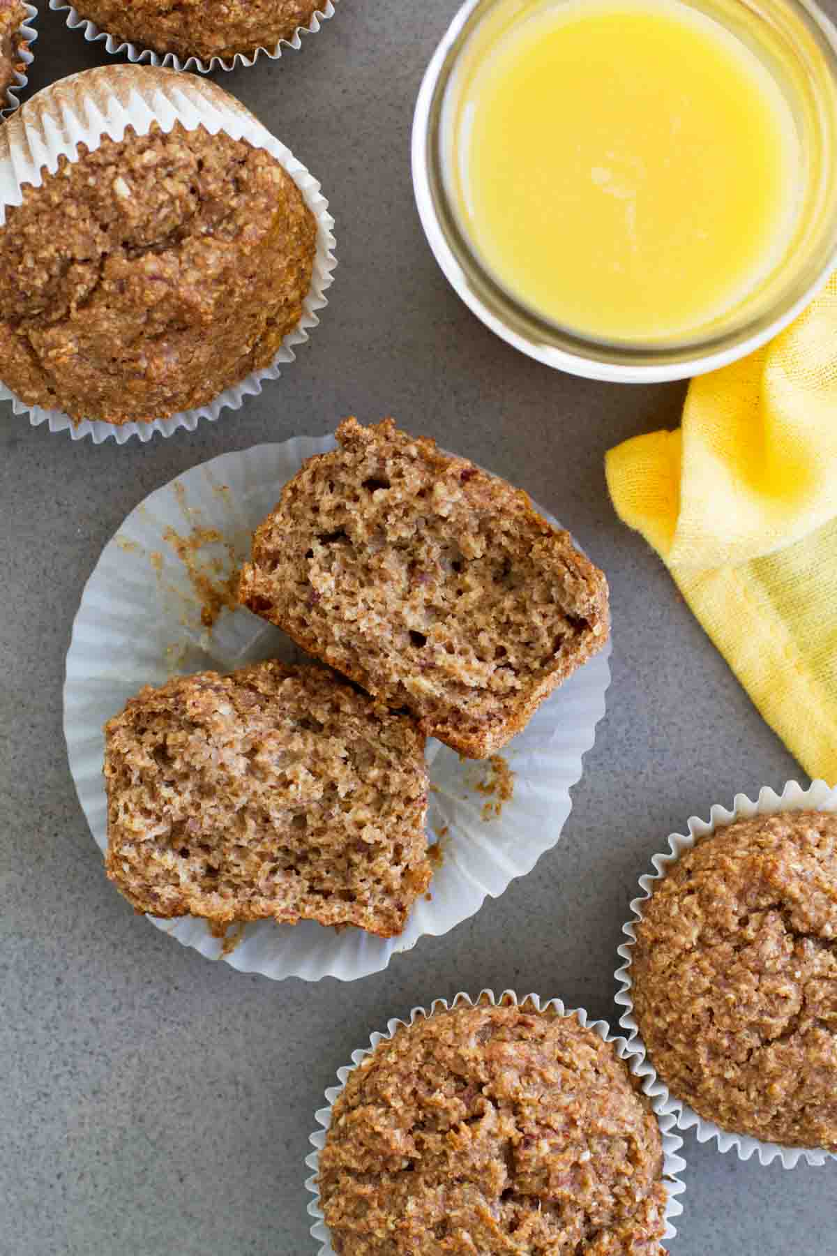 Overhead view of Whole Wheat Bran Muffins